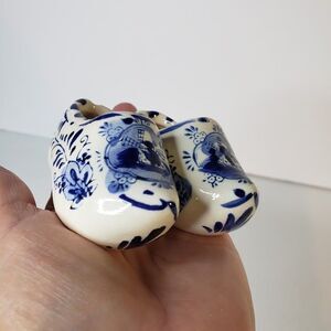 Cute Vintage Blue Delft Ceramic Miniature Holland Clogs Shoes Mini Souvenir